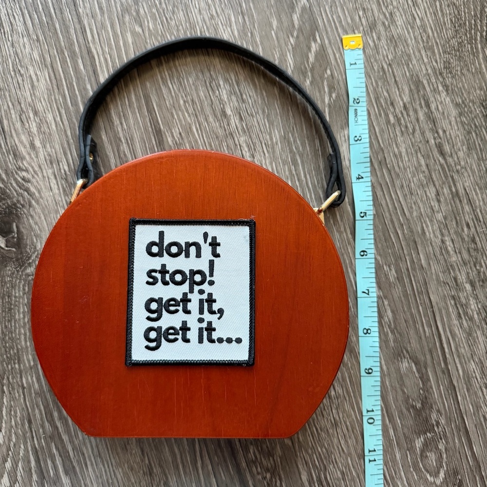 Wooden Clutch Purse with Graphic Patch - Picture 2 of 9